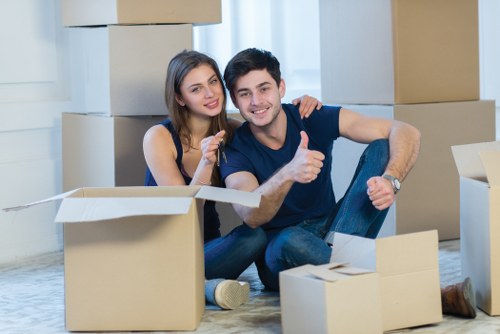 Packed moving van with secured household goods