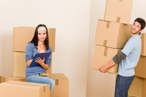 Professional team managing a commercial relocation in Monken Hadley
